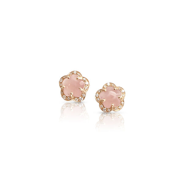 Figlia dei Fiori Rose Gold, Pink Chalcedony and Diamond Pav&eacute; Stud Earrings